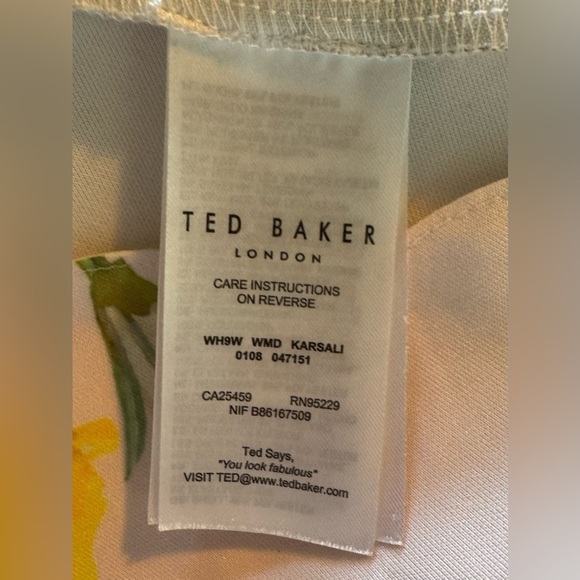 Ted Baker Karsali Elegance Scallop Skater Nude Pink Floral Cap Sleeve Dress 2 XS - Picture 16 of 16